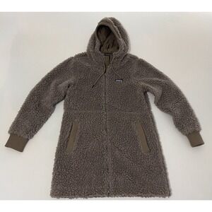 Patagonia Jacket Womens Small Brown Dusty Mesa Fleece Sherpa Parka Coat Hooded